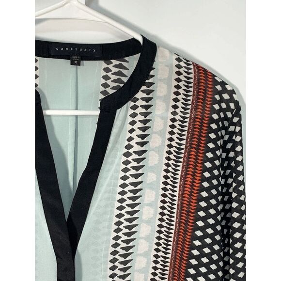 Sanctuary Long Sleeve V Neck Sheer Blouse Size Medium - Picture 9 of 9
